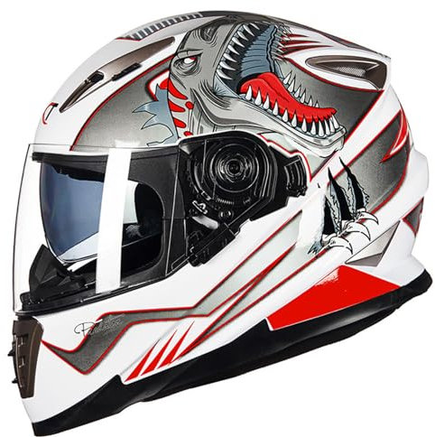 RUYICZB Casque De Moto Intégral Approuvé par Le Dot, Double Pare-Soleil, Casques Rabattables avec Système De Ventilation Électrique, Casque Quatre Saisons pour ATV Crash Racing,E,M