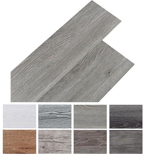 INMOZATA 5,02 m²/36 piastrelle in PVC, autoadesive, per pavimenti in vinile, laminato, 91,5 x 15,2 cm, spessore 2 mm, antiscivolo, impermeabile, tagliabile (grigio)