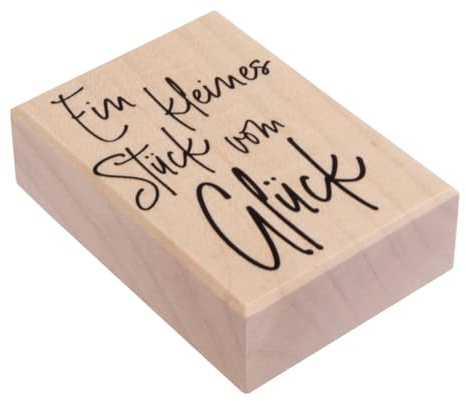 Rayher Stempel Holz Ein kleines Stück vom Glück, 5 x 7 cm, Holzstempel zum Gestalten von Karten, Umschlägen, Geschenken, Butterer Stempel, 29258000