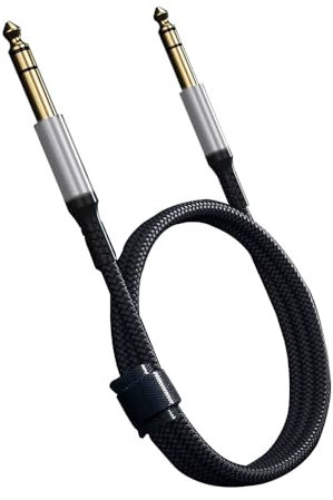 REY Cable Profesional Audio Jack 6,35mm Macho - Macho, Malla Reforzada Trenzado, 2M