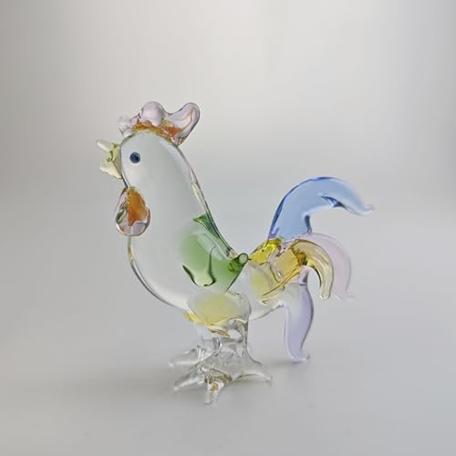 DECRZPB Kristall-Ornament bunter Hahn künstliches Glas Tierfigur handgefertigt Weihnachten Geburtstag Hochzeit Geschenk Heimdekoration