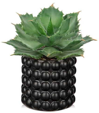 Briful Succulents Plants Artificial for Home Decor, Realistic Potted Fake Agave Plant, Bubbled Plant Pot, Cute Agave Ovatifolia Faux Plant, Shelf Tables Decor, Modern Farmhouse Home Decorations