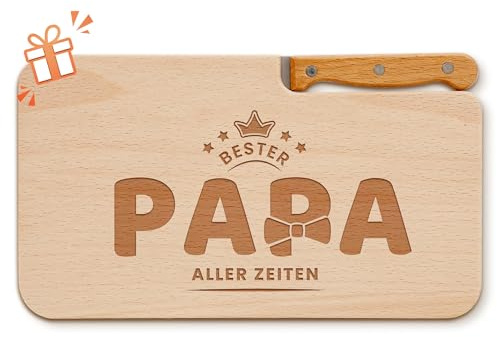 Vatertagsgeschenk für Papa – Frühstücksbrettchen aus Holz mit Gravur, liebevolle Geschenkidee zum Geburtstag oder als kleine Überraschung