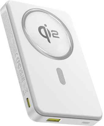 Baseus Magsafe Powerbank, Certifié Qi2 Batterie Externe Magnétique 10000mAh, 15W Power Bank sans Fil, Powerbank USB-C PD 22.5W, Batterie Externe pour iPhone 17/16/15/14/13/12, Blanc