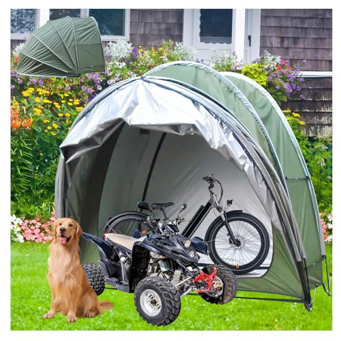 YSMSMZJK Fahrradgarage Hängen 2 in 1 Motorradgarage Winterfest mit Doppeltüren für 2-5 Fahrräder Gartengerätehaus Fahrradgarage Wetterfest,Green