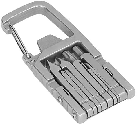 WPKD BLUEIY 12-in-1-Multifunktionsschlüssel-Schlüsselwerkzeug,Edelstahl Bergsteigen Schraubenschlüsselwerkzeug,Flaschenöffner,Karabiner,für Outdoor, Camping, Radfahren (Silber)