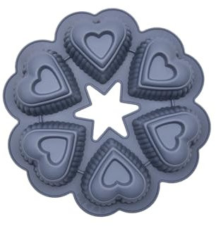 JACKANNA 6 Cavities Heart Shape Silicone Cake Moulds 6 Connections Heart Shape Macaron Dessert Bowl Kitchen Baking Tray Baking Moulds High Temperature Resistance for Chocolate (Nordic Grey)