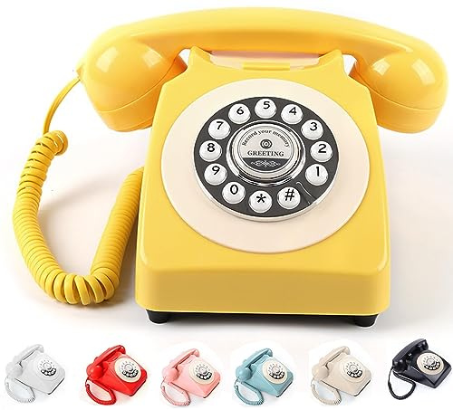Customized Audio Guest Book Retro Phone for Wedding Birthday Party Yellow Key Theme