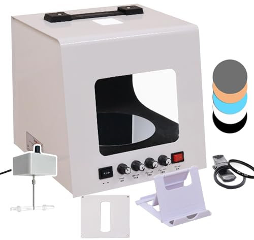 Mini caja de luz para estudio fotográfico, con placa de color y filtros de estrellas, plato giratorio de 360°, regulable entre 3000 y 5500 K, brillo y velocidad ajustables, para accesorios y perfume
