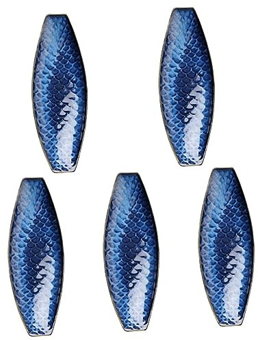 GUHPZA 5 Pcs Sashimi Boat Plate Dessert Plate Retro Decor Fish Steaming Dish Japanese Sushi Dish Ceramic Fish Plates Fish Serving Platter Salmon Plate Porcelain Fish Shape Snack Plate