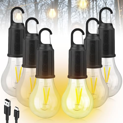 Lanterna LED ricaricabile, 3 modalità, lampadina con batteria, ricarica USB, luminosità regolabile, luce da campeggio per esterni (5)