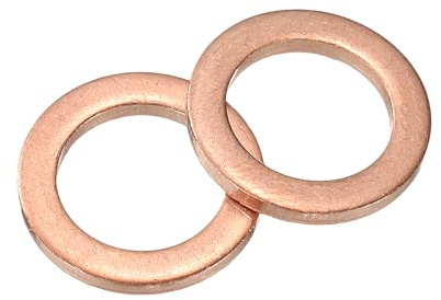 sourcing map Rondella piatta M12, 12 rondelle piatte ad anello in rame, diametro esterno 18 mm, spessore 2 mm, anello di tenuta in metallo per viti, bulloni, dadi