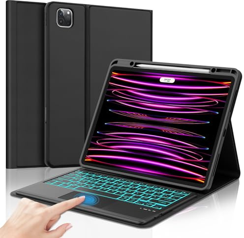 SENGBIRCH Funda con teclado para iPad Pro de 12,9 6/5/4/3ª generación - Teclado QWERTZ alemán con iluminación táctil magnética inalámbrica Bluetooth desmontable para iPad Air de 13 (M3 2025/M2 2