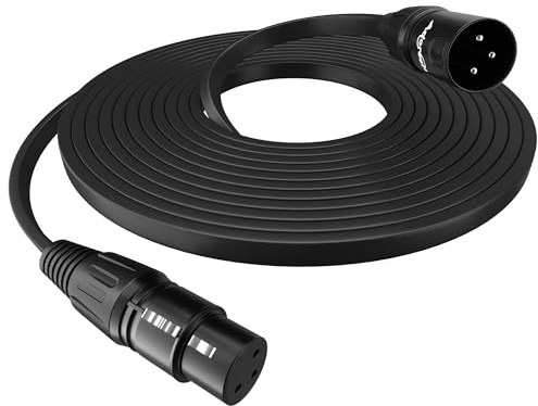 Adoreen Flat XLR Male to XLR Female Microphone Cable 6 Ft, Thin&Low Profile Premium Balanced Shielded 3 Pin DMX Mic Patch Cord for Studio Audio&DJ Stage Live Recording&Speaker System