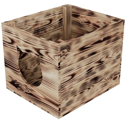 QLS Katzenhaus Box aus Kiefernholz 33 x 38 x 29 cm Geflammt | Passend für Kallax-Regale geflammtes Kiefernholz als geschützter Rückzugsort für Katzen