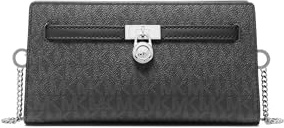 Michael Kors Hamiton Extra Small Convertible Crossbody Bag, Silver-Tone Hardware/Tonal MK Signature Coated Twill/Black