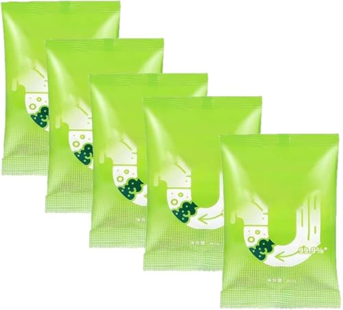 Leistungsstarkes Rohrleitungspulver, Abflussreiniger, Powerful Sink And Drain Cleaner Powder, Drain Clog Remover Agent, schnelle Reinigung, WC-Werkzeug für Küche, Bad, WC (5pcs)