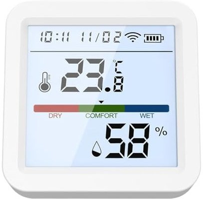 Sucritude Feuchtigkeitsmesser,Intelligenter Temperatur- Und Feuchtesensor - Hohe Präzision Digitaler Kabelloser Monitor Für Raumklima Babyzimmer Tierbereich