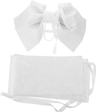 AKOOSY Cintura Larga Kimono Giapponese Con Fiocco Pre-annodato Bianco, Fascia Floreale Tradizionale Per Donna, Accessorio Versatile Per Cerimonie Del Tè, Festival e Cosplay