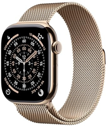 Apple Watch Series 11 [GPS + Cellular 46 mm] Montre connectée avec boîtier Or et Bracelet Milanais Or. Score de Sommeil, Moniteur d’activité, Suivi de la santé, écran Toujours activé