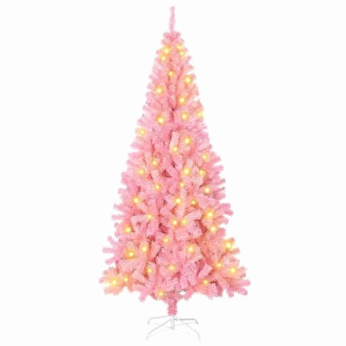 vidaXL Albero di Natale con 300 LED con Supporto Rosa 180 cm PVC, Albero di Natale Moderno per Il Soggiorno, Decorazione stagionale, luci LED Calde, Display Interno, PVC