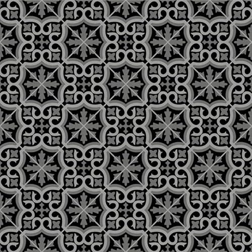 Bradley 999E Black-Grey Art Decor Tile Effect Turbo Vinyl Flooring | - 2m x 2.5m (6ft6 x 8ft2)