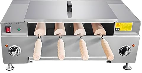 AityBuy Ice Cream Cone Grill Maker,Commercial Chimney Cake Roll Oven Maker,Chimney Bread Cake Oven,3000W Chimney Toaster Machine,with 4 Rollers Knob