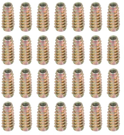 QUARKZMAN 28 Pcs Filetages Inserts Pour Bois Alliage De Zinc 25mm Longueur | M6 Filet Inserts Ecrous Hexagonal-Enfoncé Douille Entraînement Vis, Pour Meubles Armoire Tables Et Chaises