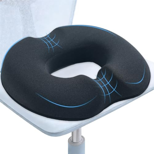 Donut Pillow Seat Cushion for Hemorrhoids, Coccyx Cushion for Pain Relief | Memory Foam Seat Cushion with Relief Hole for Tailbone Pain, Sciatica & Coccyx Comfort - Ergonomic Office Chair & Car Pad