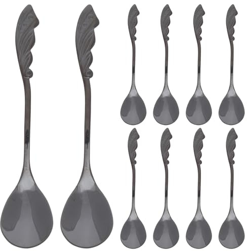 MOKKHNB 10 mini cucchiaini da caffè: cucchiaini da caffè espresso - da 5 in acciaio inossidabile per mescolare tè, cappuccino, gelato, dessert, lavabili in lavastoviglie - posate per bar e