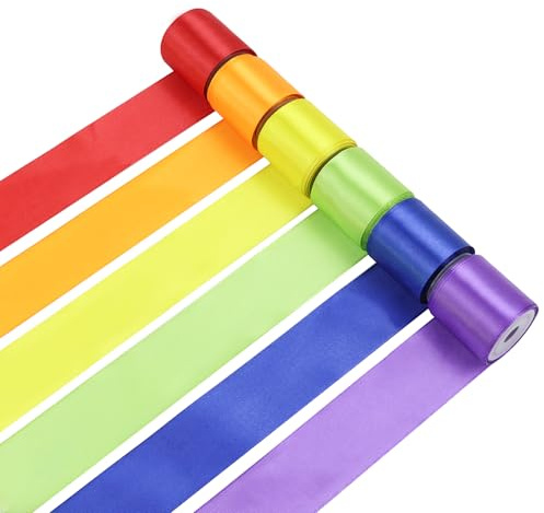 6-Farben Satinband 4cm x 4,5m, 27,4m Für Geschenke & Deko