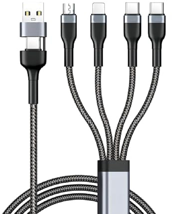 SRLWMYI RLWMYI Cable multiUSB, 1 cable USB tipo C, sincronización de carga rápida, 1,2 m, 4 en 2 con conectores Micro/Tipo C para iPhone, Android, Galaxy, Tablet muchos otros dispositivos
