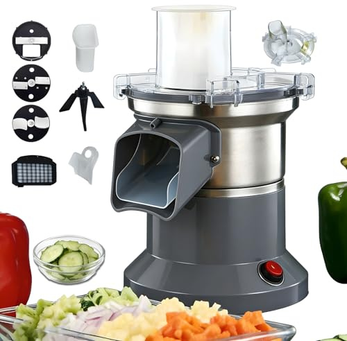 Cortadora de verduras eléctrica, cortadora y rebanadora de verduras multifuncional 4 en 1, picadora de alimentos de alta resistencia de 200 W, acero inoxidable para verduras y frutas, cocina