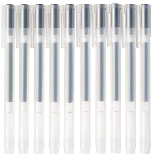 Shezi & co Muujiii Pens 0.38mm Black Gel Pen – Pack of 10 | Smooth Writing Japanese Stationery | Fine Tip Ballpoint Pens for Students, Office, Handwriting, Journaling & Notes (0.38mm Pack of 10)