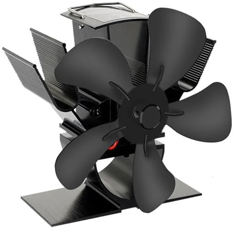 Ventilatore For Stufa Alimentato A Calore A 5 Pale Mini For Caminetto Bruciatore A Legna For Ecologico Termoventilatore For Silenzioso Distribuzione Efficiente Del Efficienza Termica(With Thermometer)