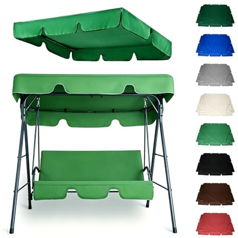 HOUKOIKBUG Tetto di Ricambio per Dondolo da Giardino Tettuccio per Dondolo da 3 Posti Copertura di Ricambio per Altalena da Esterno Impermeabile Tenda da Sole Tetto(Dark Green,75x47in-190x120cm)
