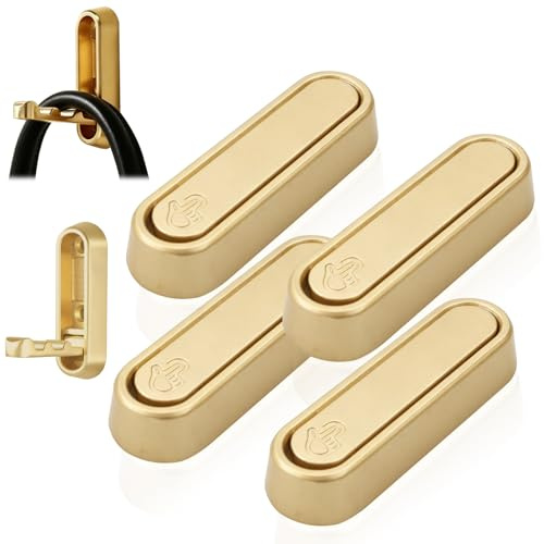 4Pcs Foldable Wall Hooks, Gold Coat Hooks for Wall Hanging, Zinc Alloy | Folding Clothes Hooks Multi Functional Heavy Duty Flip Down Door Hooks for Bathroom Kitchen, Towel Bag Key Wall Hanging Coat