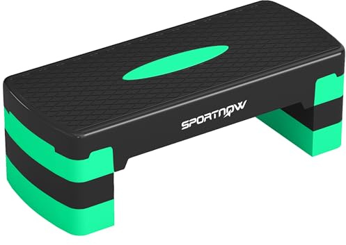 SPORTNOW Stepper Aerobico Regolabile, Step Palestra con Altezza 10/15/20cm, Stepper Fitness Casa per Allenamento in Casa, Uomini e Donne, Fitness Cardio e Forza, Verde