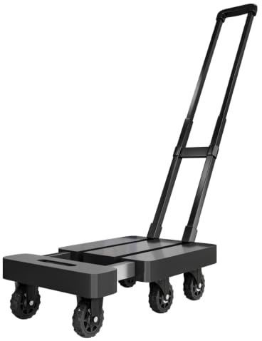 LRXFPIYF Carro Plegable Transpaleta Carrito Base Baja para Pesadas hasta 350 Estables Asa Telescópica 90 Cm Plegado Compacto 31x59 Cm Apto para Almacén Oficina Mudanzas Automóvil, Negro