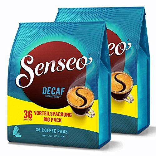 Senseo Décaféiné, Nouveaux Design, Lot de 2, 2 x 36 Dosettes de Café