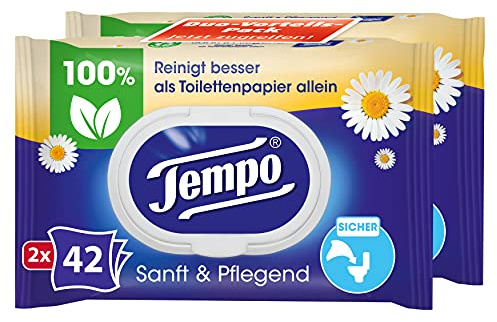 Tempo Toilettenpapier feucht Sanft und Pflegend Duo-Pack, 84 Tücher