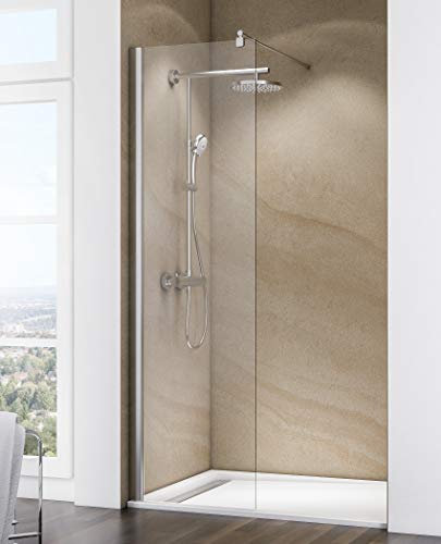 Schulte paroi de douche fixe à l’italienne 70 x 200 cm, profilé aspect chromé, verre de sécurité 6mm transparent, Walk In, plage de réglage 68.0-70.0