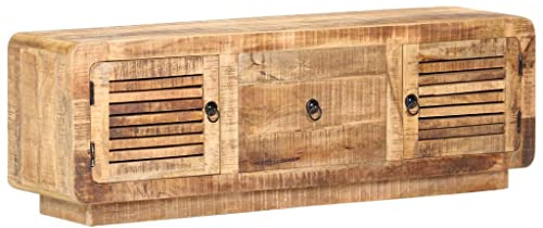 vidaXL Raues Mangoholz TV Schrank 2 Türen 1 Schublade Lowboard TV Möbel Sideboard Fernsehtisch Fernsehschrank HiFi-Schrank 120x30x40cm