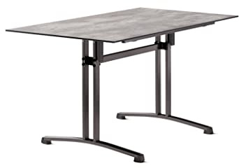 SIEGER Gastro-Tisch mit Säulenklapp-Gestell und Polytec® Platte, Gestell eisengrau, Platte Beton Hell