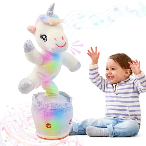 Hopearl Lysande Dansande Enhörningsleksak Som Upprepar Vad Du Säger Talande Leksak Som Vickar På Sig, Sjunger, Härmar Och Vrider Sig Elektrisk Belysning Interaktiva Animerade Presenter För Barn,37 cm