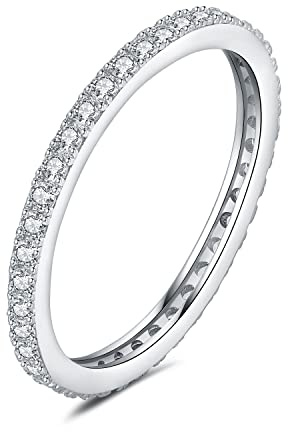 JewelryPalace Modeschmuck Klassisch Zirkonia Stapelring Eternity Ring Damen Schmal, Hochzeitsringe Damenring Silber 925 Trauringe Eheringe, Vorsteckring Ring Bandring,Frauen Schmuck mit Stein