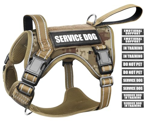 WINSEE Tactical Dog Harness, No Pull Dog Harness for Medium Large Dogs with Handle & Molle, Military Service Dog Vest Harness in Training Pet Harness for Small Dogs
