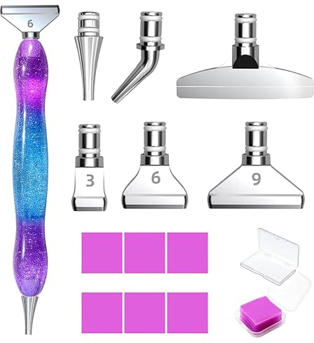Trhillsbrad Diamond Painting Zubehör Stift, Diamond Painting Malstift Set, 6 Styles Metal Drill Pen Ersatzköpfe für 5D Diamantmalerei DIY