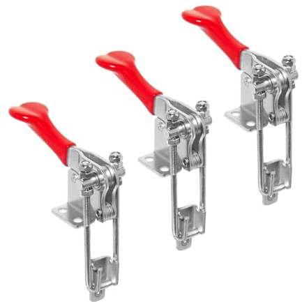 POWERTEC 3PK Toggle Clamp, 1000 lbs Holding Capacity, 334 Adjustable 90 Degree Vertical U Bolt Latch w/Antislip Hand Grip for Woodworking Jigs & Fixtures, Smoker, Tire Carrier, Cabinet (20309-P3)