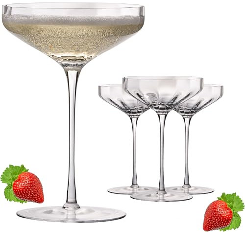 IMPERIAL stora champagneskålar vågade 320 ml champagneglas set 4-delar Cali champagneglas av Crystalline glas handgjorda